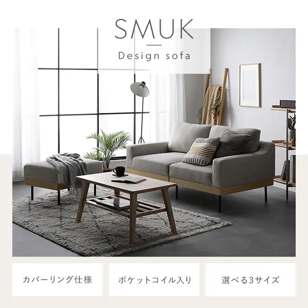 ソファ 2人掛け 単品 肘付き カバーリング 天然木 2P 組立品