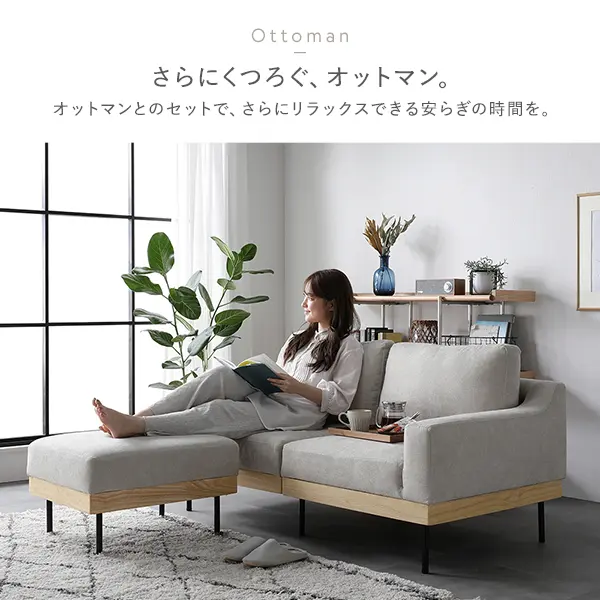 ソファ 2人掛け 単品 肘付き カバーリング 天然木 2P 組立品
