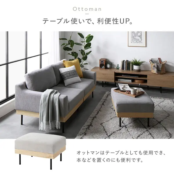 ソファ 2人掛け 単品 肘付き カバーリング 天然木 2P 組立品