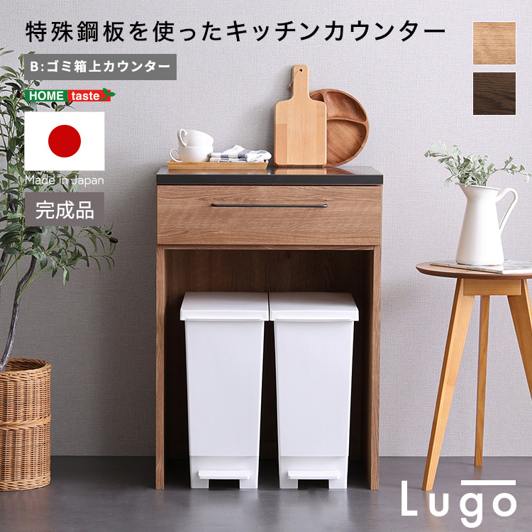 日本製　特殊鋼板を使ったキッチンカウンター【Lugo-ルゴ-】ゴミ箱上カウンター　60cm